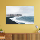 Black Sand Coast – Misty Ocean Drama Canvas Afdruk (Insitu (Woonkamer))