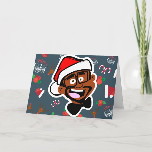 Black Santa Christmas Card Kaart (Voorkant)