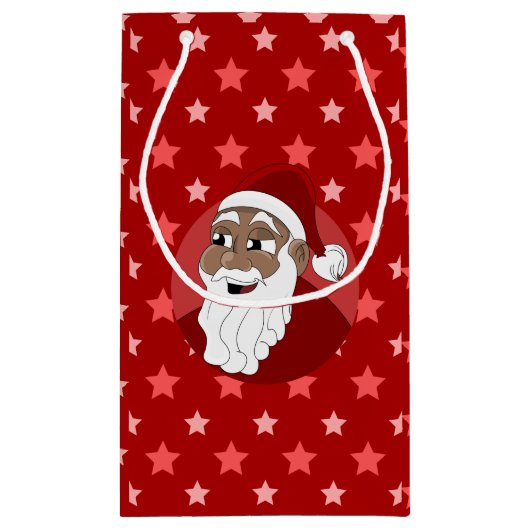 Black Santa Claus Cartoon Small Gift Bag Klein Cadeauzakje (Achterkant)