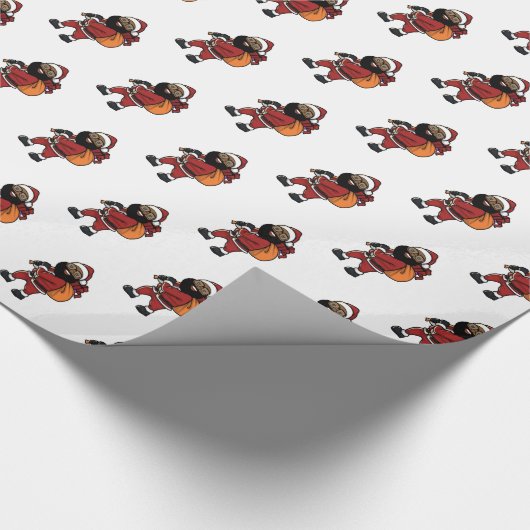 Black Santa Claus Christmas Cadeaupapier (Hoek)