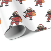 Black Santa Claus Christmas Cadeaupapier (Rol Hoek)