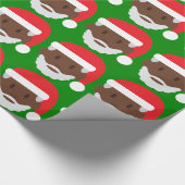 Black santa claus emoji cadeaupapier (Hoek)