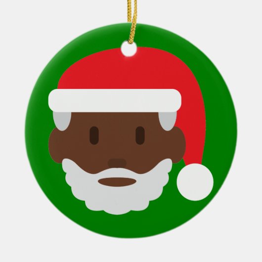 Black santa claus emoji keramisch ornament (Voorkant)