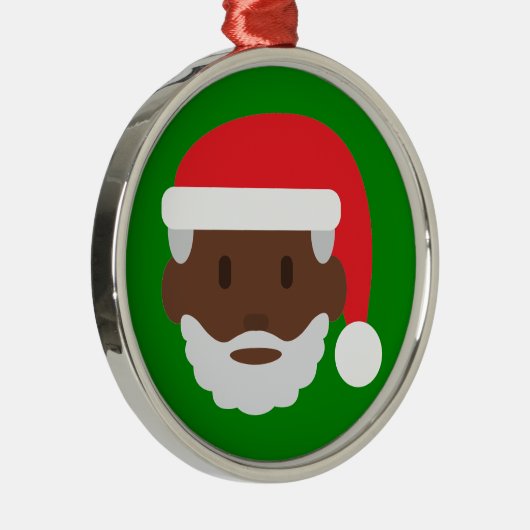 Black santa claus emoji metalen ornament (Rechts)