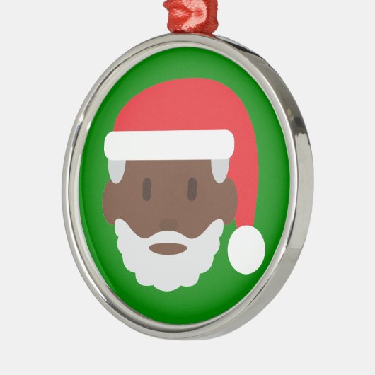 Black santa claus emoji metalen ornament (Links)