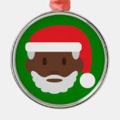 Black santa claus emoji metalen ornament (Voorkant)