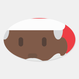 Black santa claus emoji ovale sticker