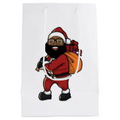 Black Santa Claus Holiday Gift Bag Medium Cadeauzakje (Achterkant)