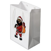 Black Santa Claus Holiday Gift Bag Medium Cadeauzakje (Achterkant Gekanteld)