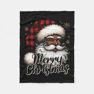 Black-santa claus Merry Christmas Plaid Feestelijk Fleece Deken