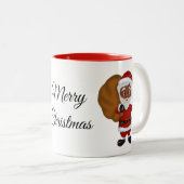 Black Santa Claus Merry-Mok voor kerstmis Tweekleurige Koffiemok (Voorkant rechts)