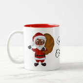 Black Santa Claus Merry-Mok voor kerstmis Tweekleurige Koffiemok (Links)