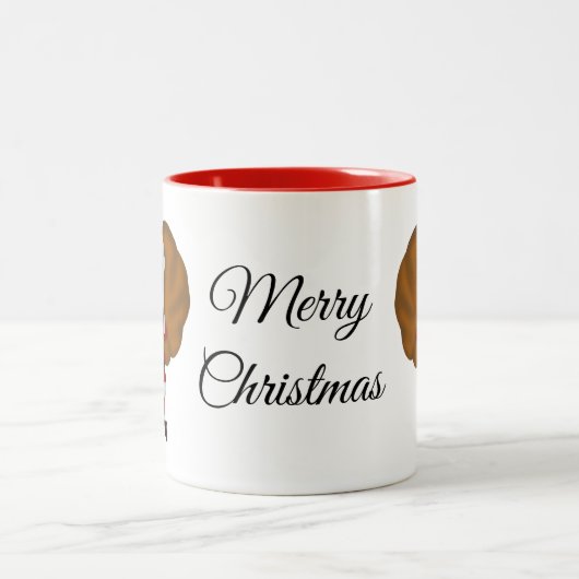 Black Santa Claus Merry-Mok voor kerstmis Tweekleurige Koffiemok (Center)