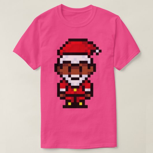 Black Santa Claus Pixel Art T-shirt (Design voorkant)