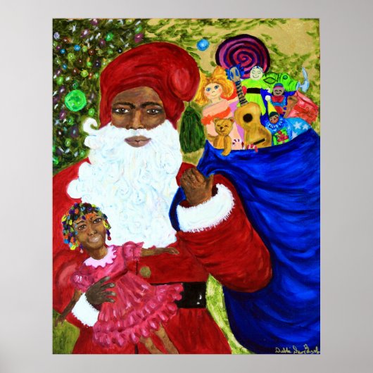 Black Santa Claus Posters - Gifts - Art - Afro (Voorkant)