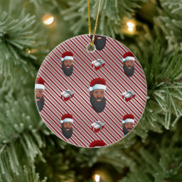 Black Santa Claus Red Striped Keramisch Ornament
