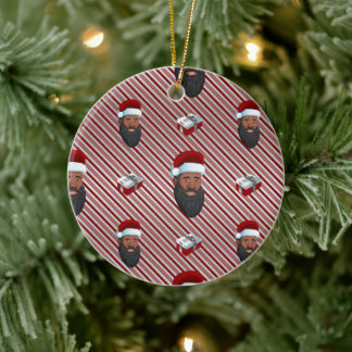 Black Santa Claus Red Striped Keramisch Ornament