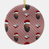 Black Santa Claus Red Striped Keramisch Ornament (Voorkant)