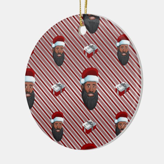 Black Santa Claus Red Striped Keramisch Ornament (Links)