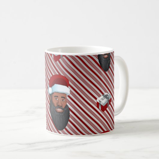 Black Santa Claus Red Striped Koffiemok (Voorkant rechts)