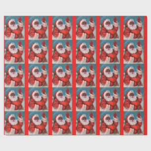 Black Santa Claus Wrapping Paper Afraia American Cadeaupapier