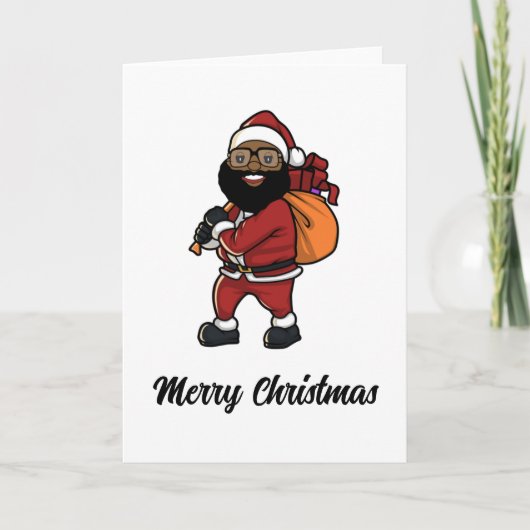 Black Santa Clause Christmas Feestdagen Kaart (Voorkant)