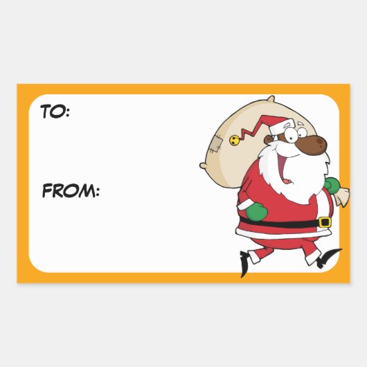 Black Santa Gift Label Sticker (Voorkant)