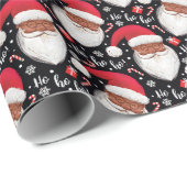 Black Santa Ho-ho Kerstmis van de Afrikaanse zwart Cadeaupapier (Rol Hoek)