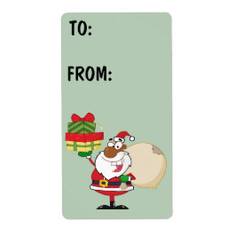 Black Santa Holding Gifts Gift Label