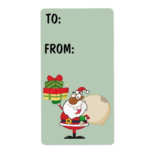 Black Santa Holding Gifts Gift Label (Voorkant)