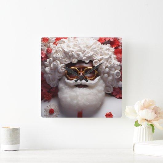 Black Santa Melanin Kerstkoning Bruh Saint Nick Vierkante Klok (Huis)