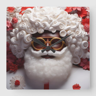 Black Santa Melanin Kerstkoning Bruh Saint Nick Vierkante Klok