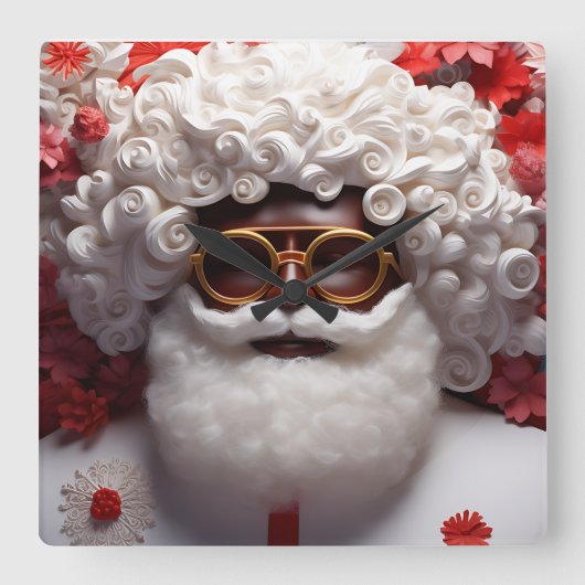 Black Santa Melanin Kerstkoning Bruh Saint Nick Vierkante Klok (Voorkant)