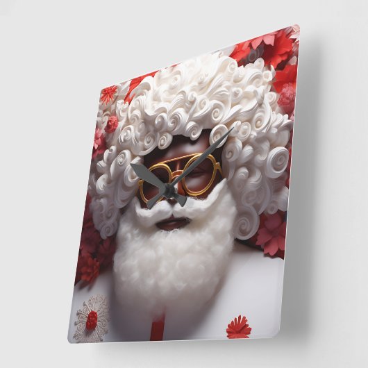 Black Santa Melanin Kerstkoning Bruh Saint Nick Vierkante Klok (Hoek)
