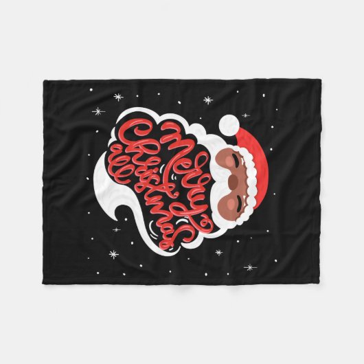 Black Santa Merry Christmas All Toddler T Shirt  Fleece Deken (Voorkant (Horizontaal))