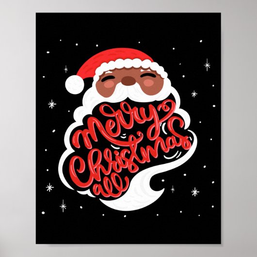 Black Santa Merry Christmas All Toddler T Shirt  Poster (Voorkant)