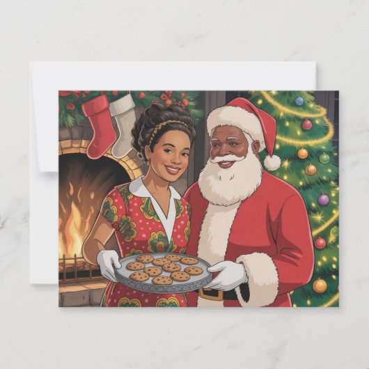 Black Santa & Mrs. Claus Christmas Card  Feestdagenkaart (Voorkant)