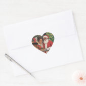 Black Santa & Mrs. Claus Christmas Card  Hart Sticker (Envelop)