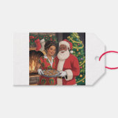 Black Santa & Mrs. Claus Christmas Tag Cadeaulabel (Voorkant (Horizontaal))