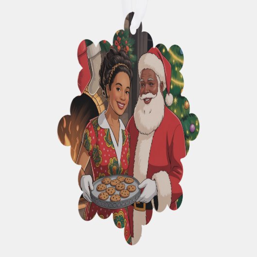 Black Santa & Mrs. Claus Ornament Card  (Rechts)