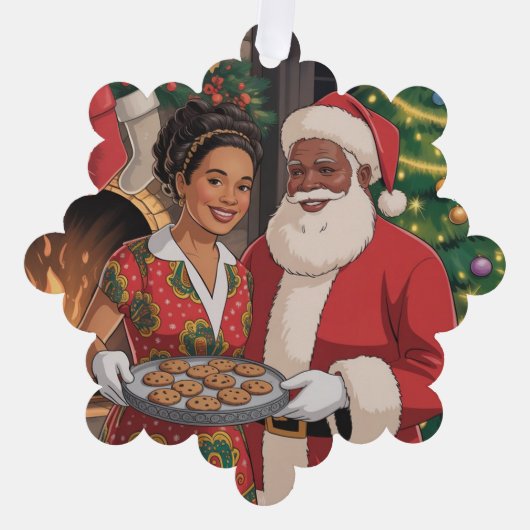 Black Santa & Mrs. Claus Ornament Card  (Voorkant)