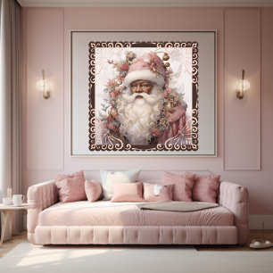 Black Santa Omgeven door Soft Pink Natuur Poster