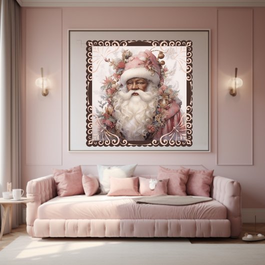 Black Santa Omgeven door Soft Pink Natuur Poster