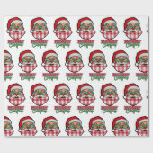 Black Santa Plaid Christmas Afro-Amerikaans Cadeaupapier (Vlak)