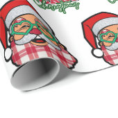 Black Santa Plaid Christmas Afro-Amerikaans Cadeaupapier (Rol Hoek)
