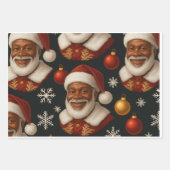 Black Santa Sheets Inpakpapier Vel (Voorkant 3)