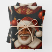 Black Santa Sheets Inpakpapier Vel (In situ)