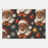 Black Santa Sheets Inpakpapier Vel (Voorkant)