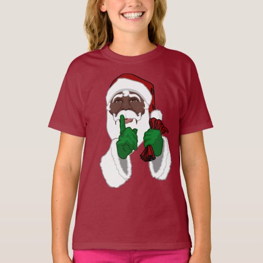 Black Santa Shirt Girl's Black Santa Sweatshirts (Voorkant)