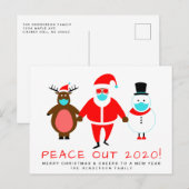 Black Santa Snowman Reindeer Mask Peace Out 2020 Feestdagenkaart (Voorkant / Achterkant)